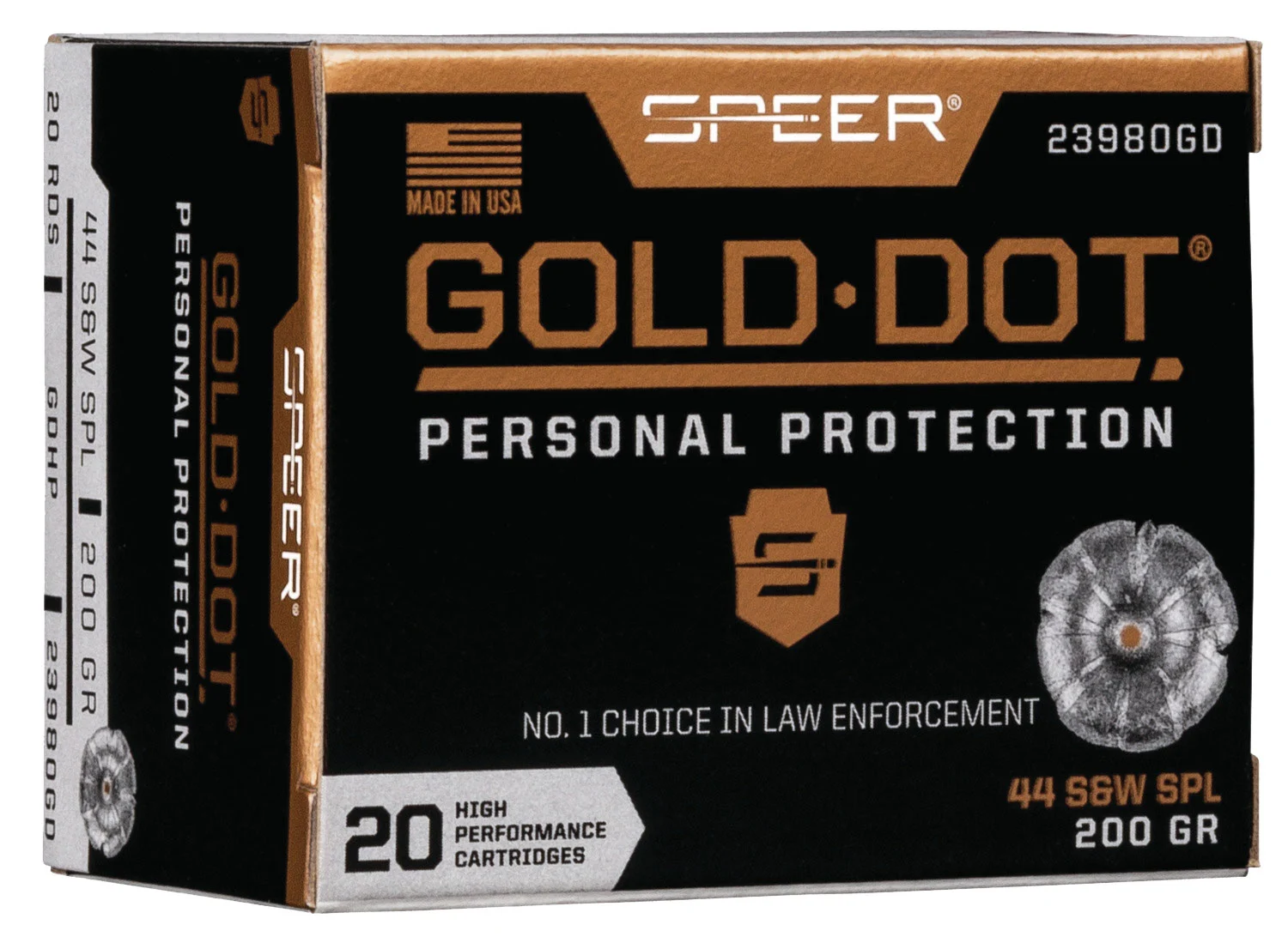 Speer .44 Special 200gr GOLD DOT Nickel-Plated Brass – 20rd