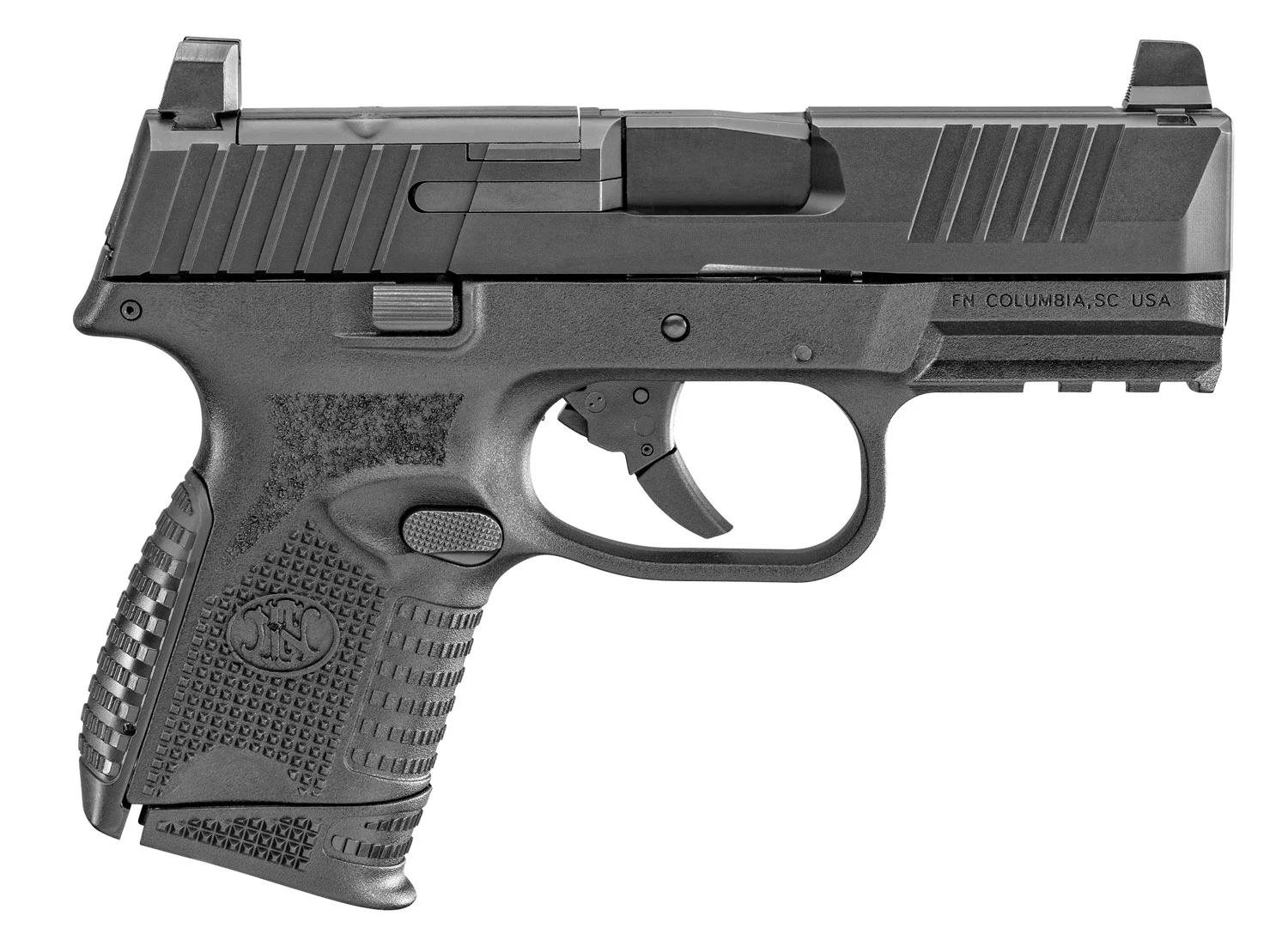 FN 66100572 509C MRD Compact Frame9mm Luger 10+1 3.70" Black Recessed Target Crown Steel Barrel, Black PVD Optic Ready/Serrated Steel Slide & Polymer Frame w/Picatinny Rail, Ambidextrous