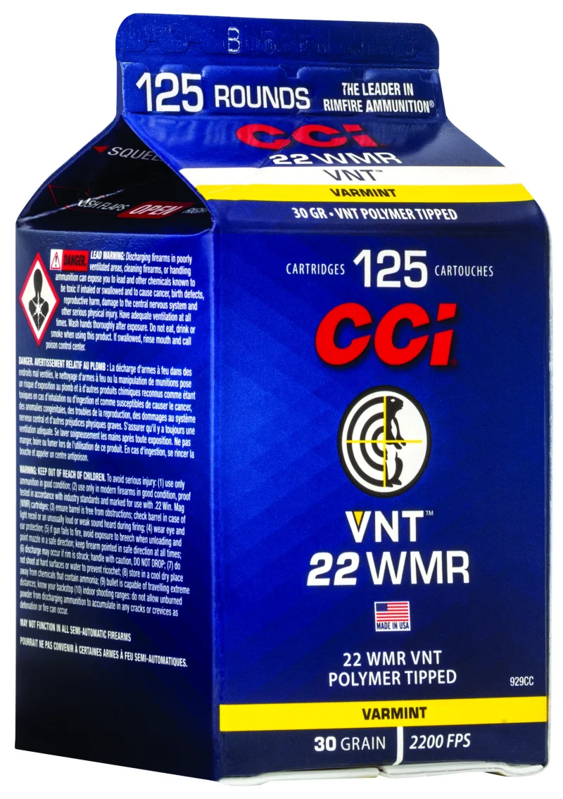 Cci .22 WMR 30gr VARMINT TIPPED Brass – 125rd