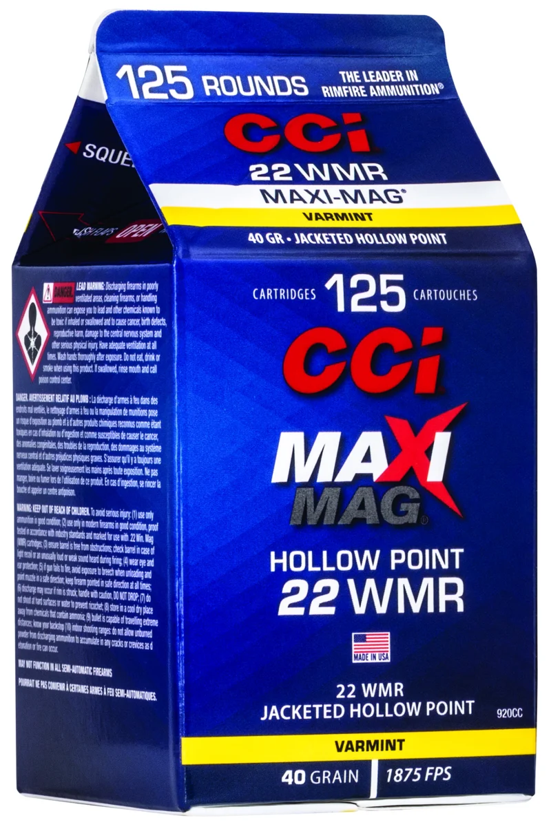 The Ultimate Firearm Destination in Louisiana - near Alexandria LA CCI 920CC Maxi-Mag Rimfire 22WMR 40gr Jacketed Hollow Point 125 Per Box/10 Case