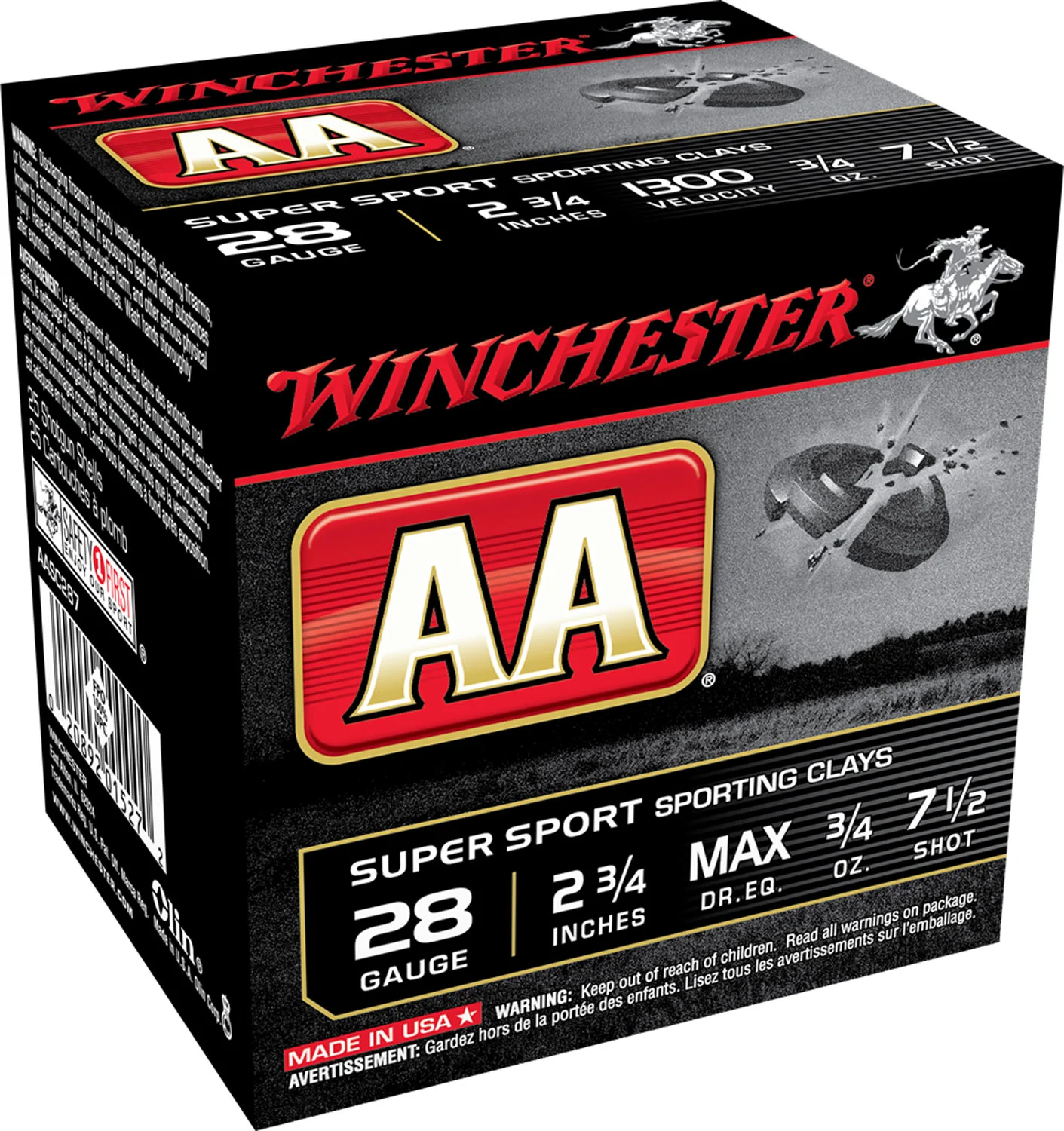 The Ultimate Firearm Destination in Louisiana - near Alexandria LA Winchester Ammo AASC287VP AA Sporting Clay 28Gauge 2.75" 3/4oz 7.5Shot 100 Per Box/5 Case