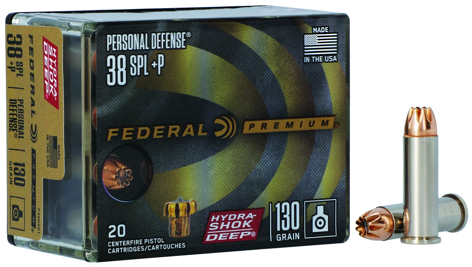 The Ultimate Firearm Destination in Louisiana - near Alexandria LA Federal P38HSD1 Premium Personal Defense 38Special+P 130gr Hydra-Shok Deep Hollow Point 20 Per Box/10 Case