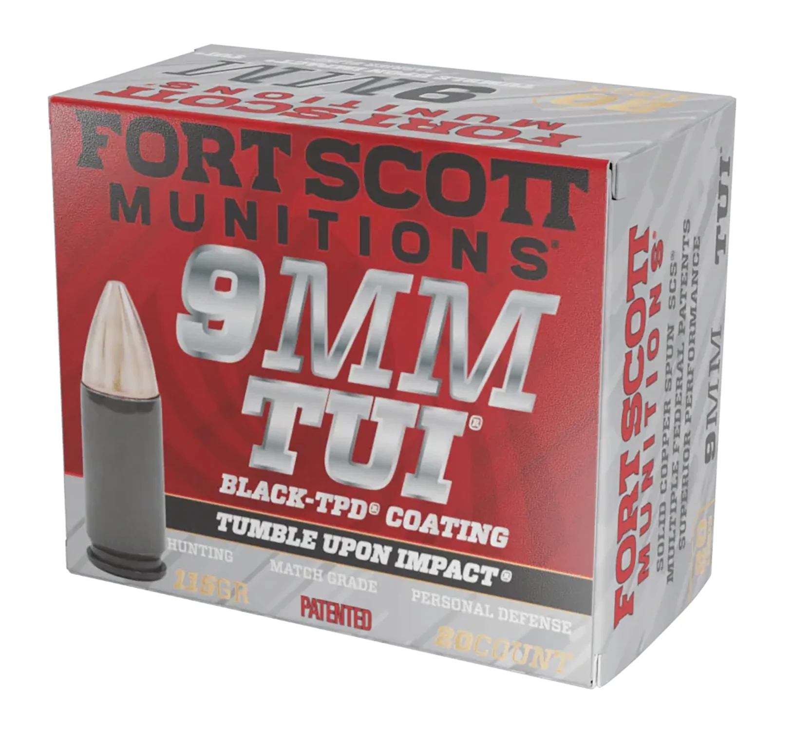 Fort-Scott 9mm Luger 115gr Nickel-Plated Brass W/Tpd-9 Coating – 20rd