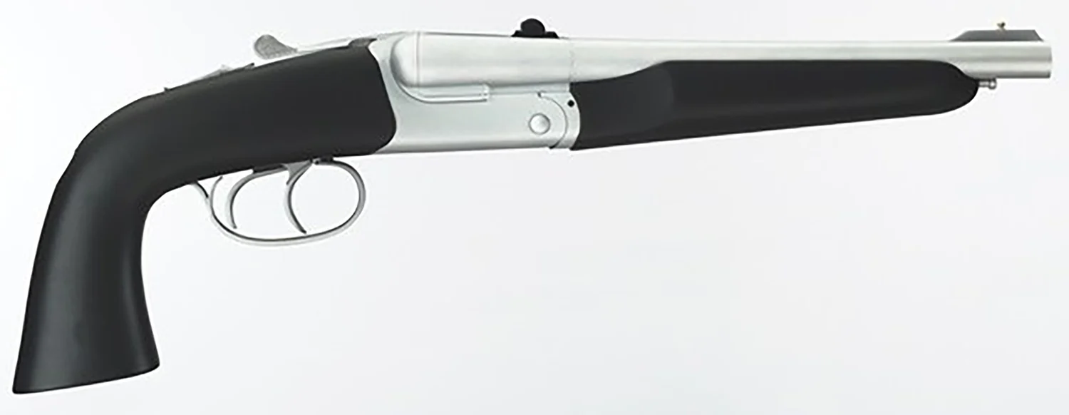 The Ultimate Firearm Destination in Louisiana - near Alexandria LA Taylors & Company 210248 Alaskan Howdah Pedersoli 45 Colt (Long Colt) SA 410 Gauge 2 Shot 10.25" Matte Chrome Octagon Barrel, Matte Chrome Steel Frame, Black Rubber Grip