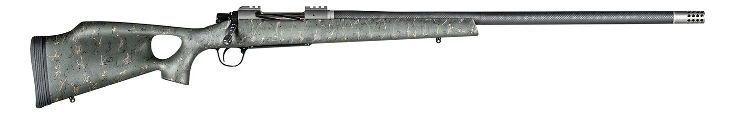 The Ultimate Firearm Destination in Louisiana - near Alexandria LA Christensen Arms CA10269815323 Summit TI Full Size 28 Nosler 3+1, 26" Natural Titanium Steel Threaded Barrel, Natural Titanium Aluminum Receiver, Green w/Black/Tan Webbing Fixed Thumbhole Stock