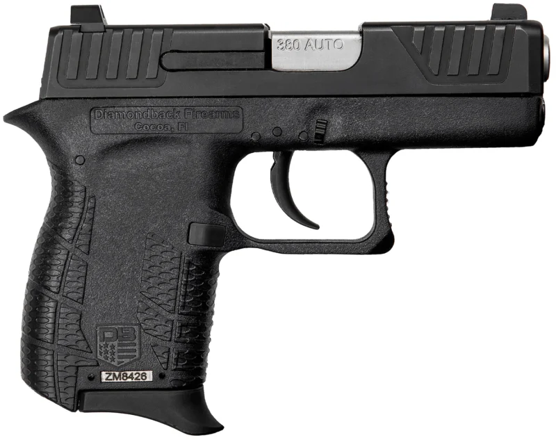 Diamondback DB0100E002 DB380 Gen4 Micro-Compact Frame 380 ACP 6+1, 2.80" Stainless Steel Barrel, Black Nitride Serrated Stainless Steel Slide, Black Polymer Frame w/Beavertail & Grip