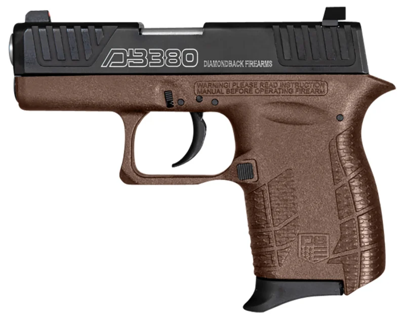 Diamondback DB0100E072 DB380 Gen4 Micro-Compact Frame 380 ACP 6+1, 2.80" Stainless Steel Barrel, Black Nitride Serrated Stainless Steel Slide, Midnight Bronze Polymer Frame w/Beavertail & Grip