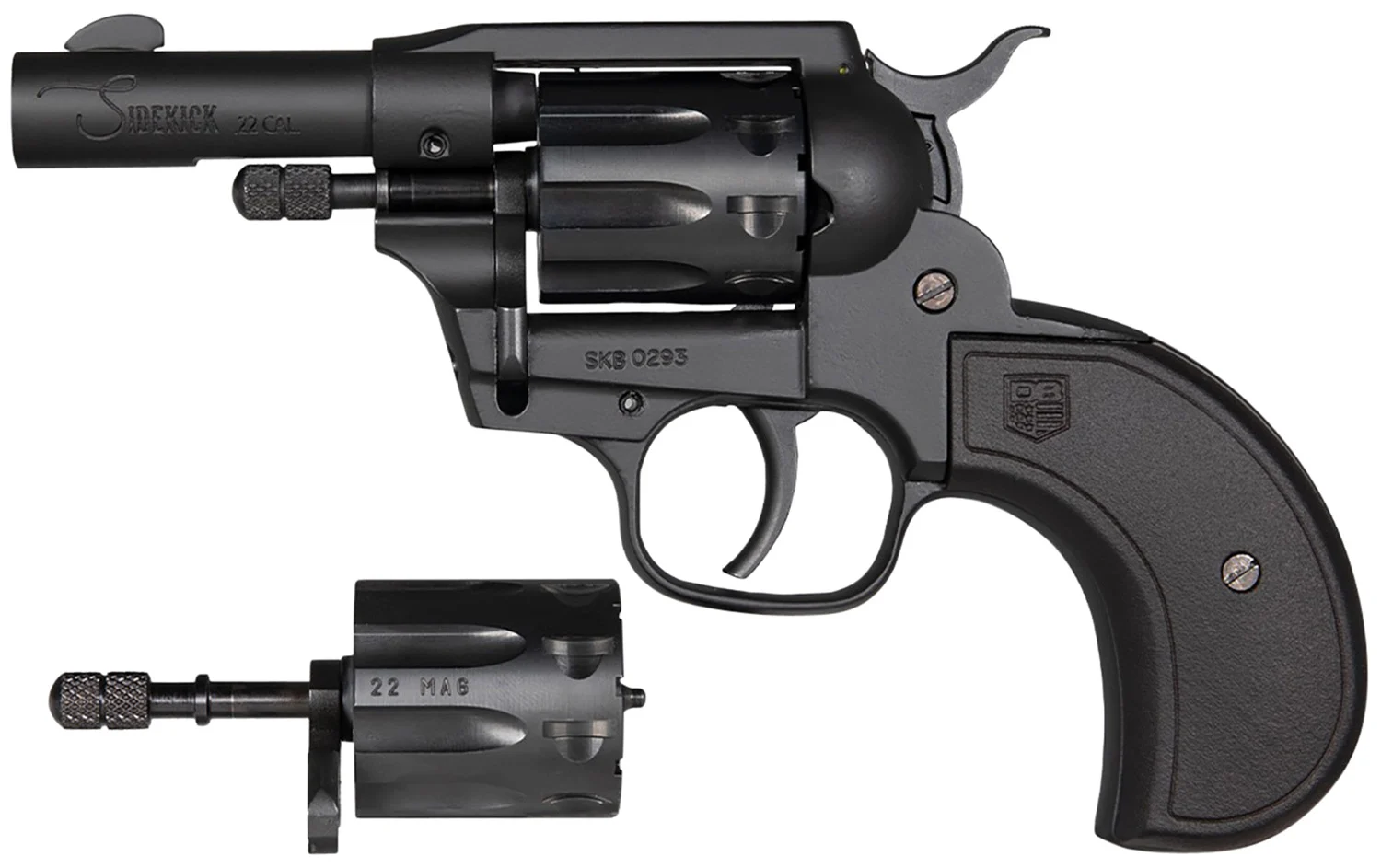 Diamondback DB0600A001 Sidekick 22 LR/22 Mag 9 Shot 3" Black Cerakote Steel Barrel & Cylinder, Zinc Alloy Frame, Black Birdshead Polymer Grip, Hammer Safety, Exposed Hammer