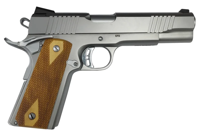 Rock Island 56865 Rock Standard FS Full Size 10mm Auto 8+1 5" Stainless Steel Barrel & Serrated Slide, Matte Stainless Steel Frame w/Beavertail, Wood Double Checkered Grip