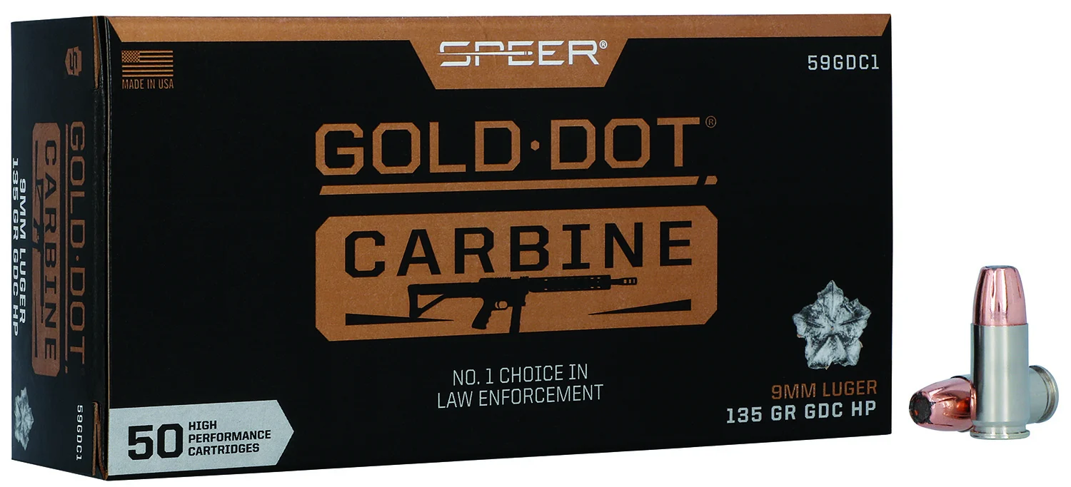 Speer 9mm Luger 135gr GOLD DOT Brass – 50rd