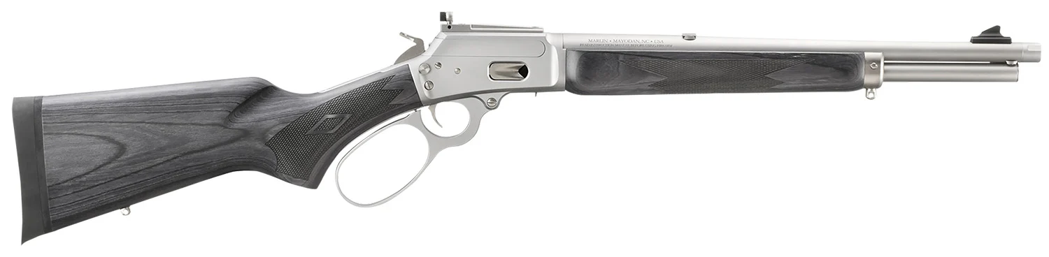 Marlin 1894 Trapper Full Size 44 Special/44 Rem Mag 8+1/9+1 16.10" Satin Threaded Barrel, Satin Stainless Steel Receiver, Fixed Black Laminate Stock