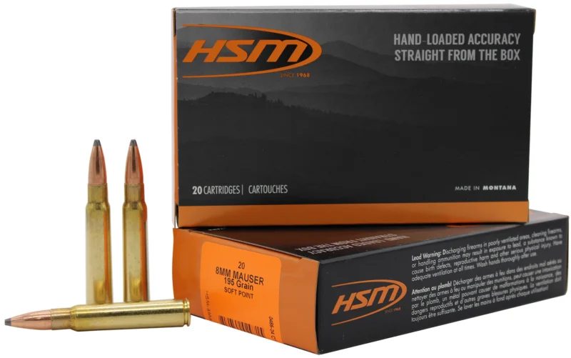 HSM 8mm Mauser 195gr JACKETED SOFT POINT N/A – 20rd