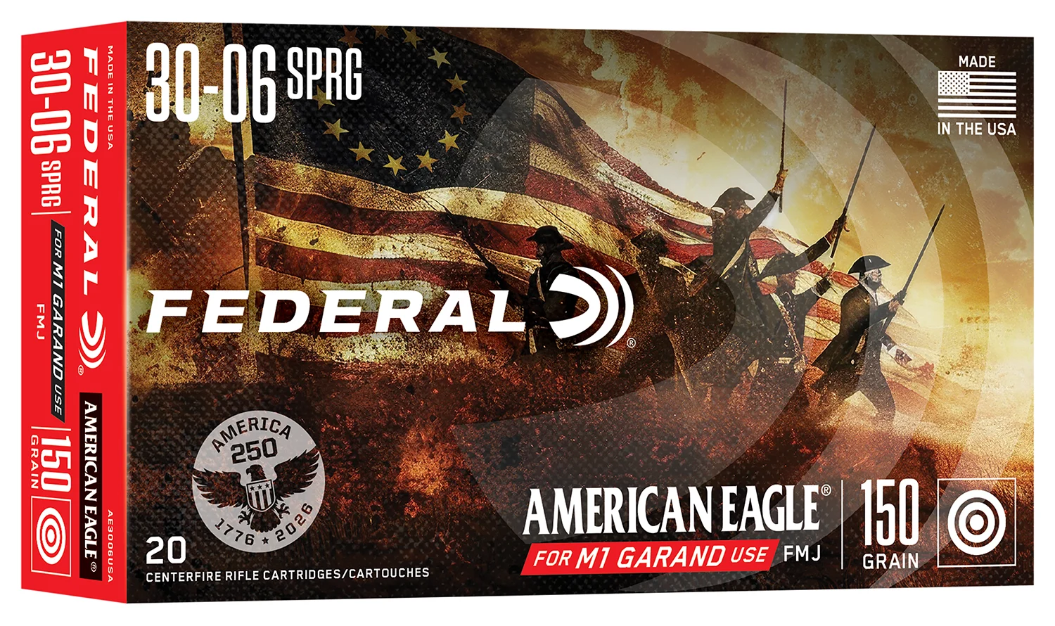 The Ultimate Firearm Destination in Louisiana - near Alexandria LA Federal AE3006USA American Eagle 30-06Springfield 150gr Full Metal Jacket 20 Per Box/10 Case
