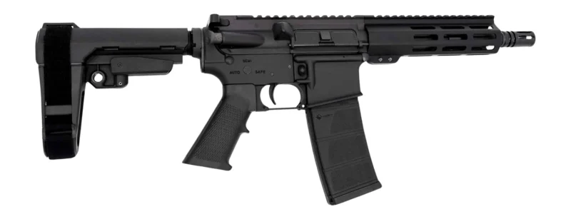 Andro Corp Industries 5568CB ACI-15 CQB 5.56 NATO 30+1 8" Black Nitride Threaded Barrel, Black Anodized Aluminum Receiver w/Picatinny Rail, M-LOK Handguard, Black Polymer SBA3 Pistol Brace, Black A2 G