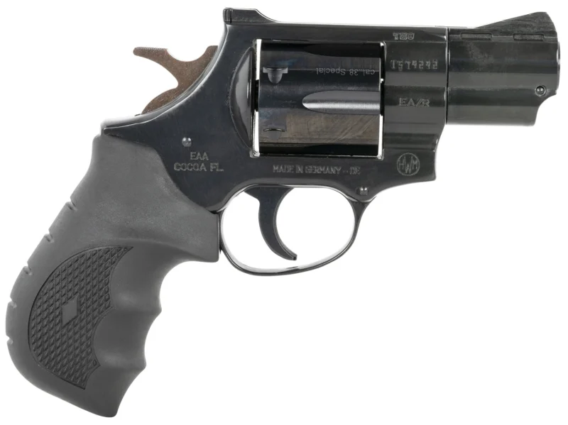 Weihrauch Guns 770125 Windicator 38 Special 6rd 2" Blued Steel Barrel & Cylinder, Compact Blued Steel Frame w/Exposed Hammer, Ramp Front/Fixed Rear Sights, Finger Grooved Black Rubber Grip