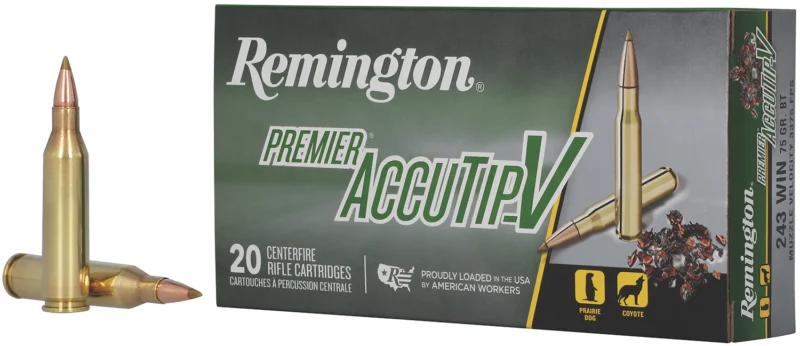 The Ultimate Firearm Destination in Louisiana - near Alexandria LA Remington Ammunition 29194 Premier Accutip-V 243Win 75gr AccuTip V Boat Tail 20 Per Box/10 Case