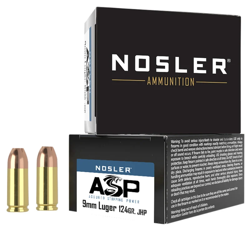 The Ultimate Firearm Destination in Louisiana - near Alexandria LA Nosler 51286 Assured Stopping Power Handgun 9mmLuger 124gr Jacketed Hollow Point 20 Per Box/20 Case