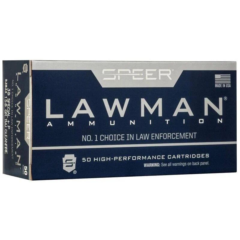 The Ultimate Firearm Destination in Louisiana - near Alexandria LA Speer Lawman Clean-Fire Handgun Ammunition .38 Spl 125gr TMJ 900 fps 50/ct