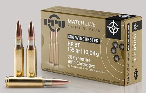 The Ultimate Firearm Destination in Louisiana - near Alexandria LA PPU Match Rifle Ammunition .308 WIN. 155 gr HPBT 2610 fps 20/ct